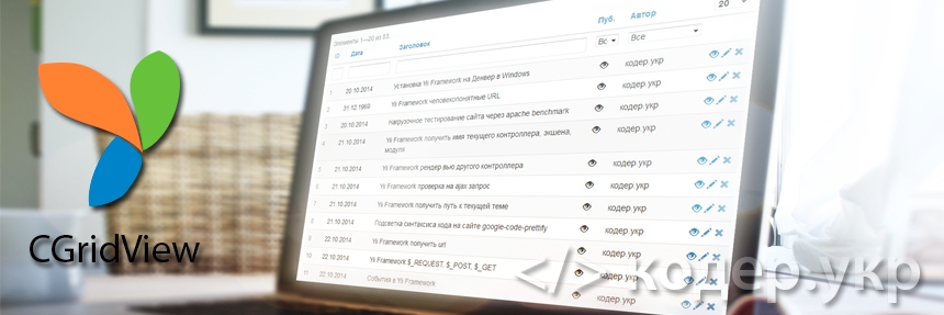 Yii Framework, отображение списка (таблицы) записей с помощью виджета CGridView